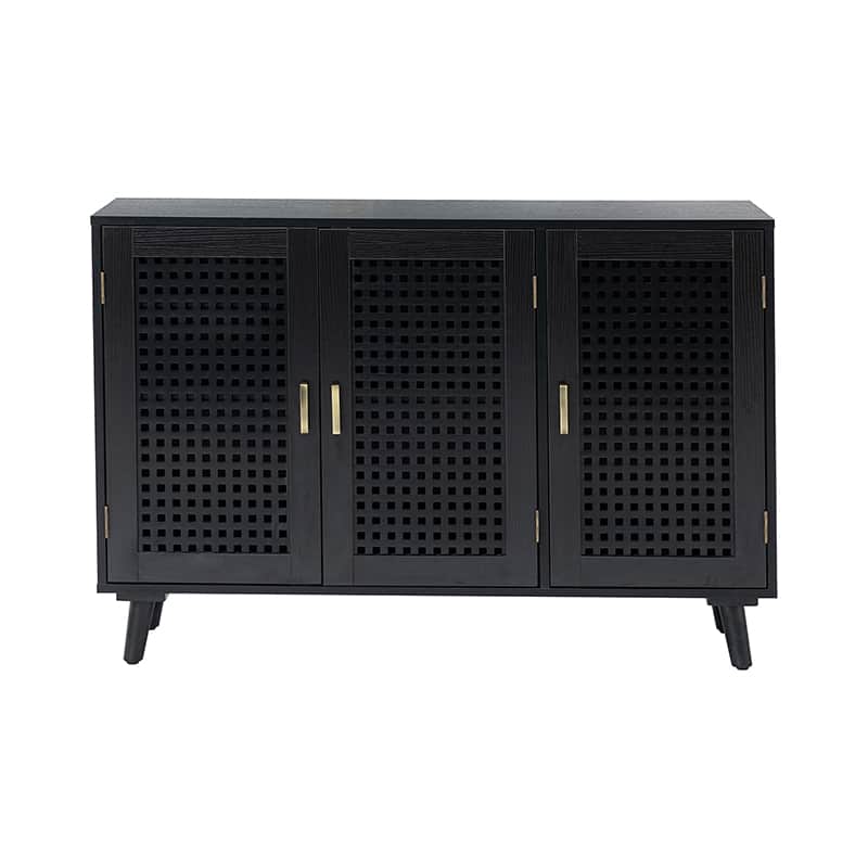 Buffet 3 portes avec pieds inclinés et poignées en bronze | Noyer / Noir / Expresso | Individuel