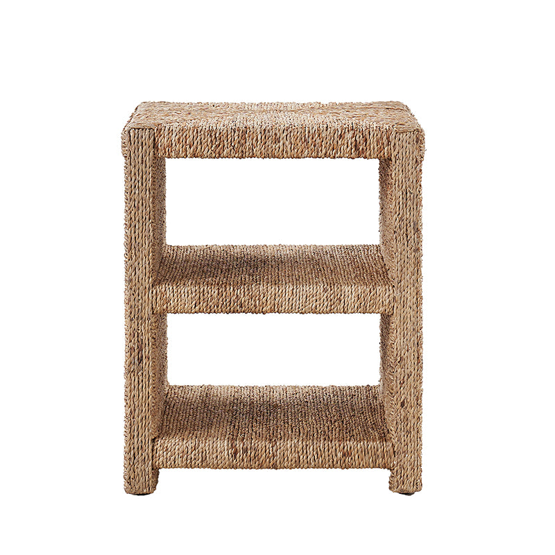 Table d'appoint en rotin avec 2 étagères ouvertes et dos fini | Naturel | Simple