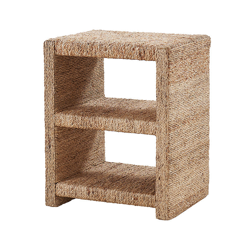 Table d'appoint en rotin avec 2 étagères ouvertes et dos fini | Naturel | Simple