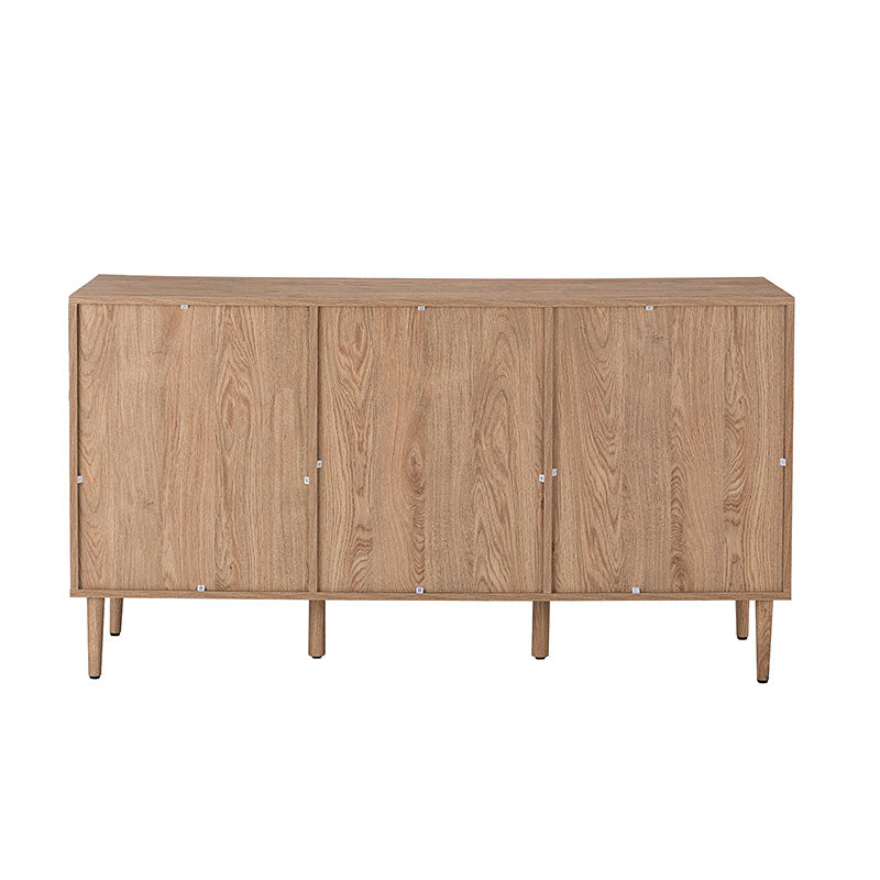 Buffet 3 portes en rotin de 142 cm avec étagères réglables et pieds en bois massif | Noir / Chêne / Noyer / Blanc | Simple
