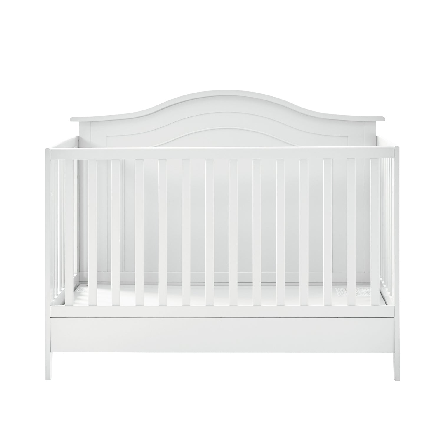 Lit de bébé convertible 5-en-1 avec berceau à bascule, lit de tout-petit, lit de repos et conversion en bureau | Blanc / Gris | Simple