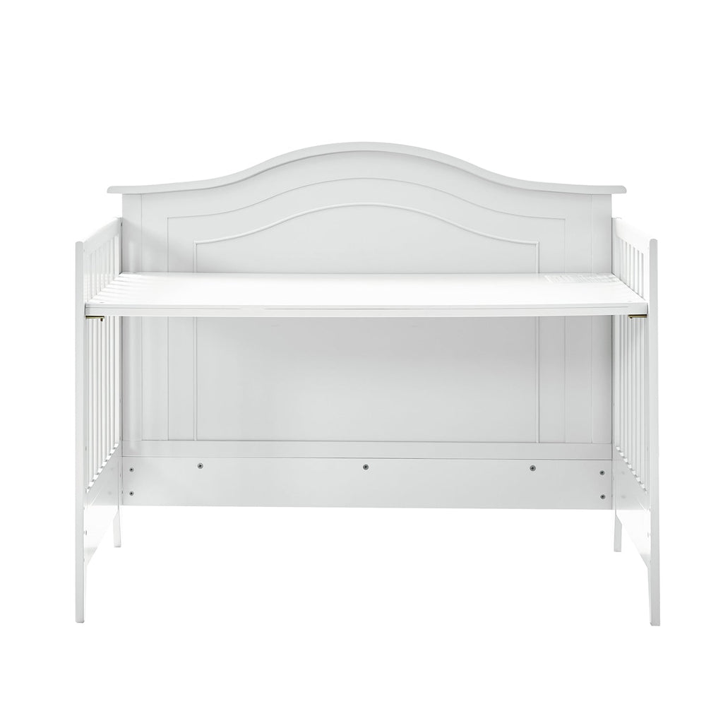 Lit de bébé convertible 5-en-1 avec berceau à bascule, lit de tout-petit, lit de repos et conversion en bureau | Blanc / Gris | Simple