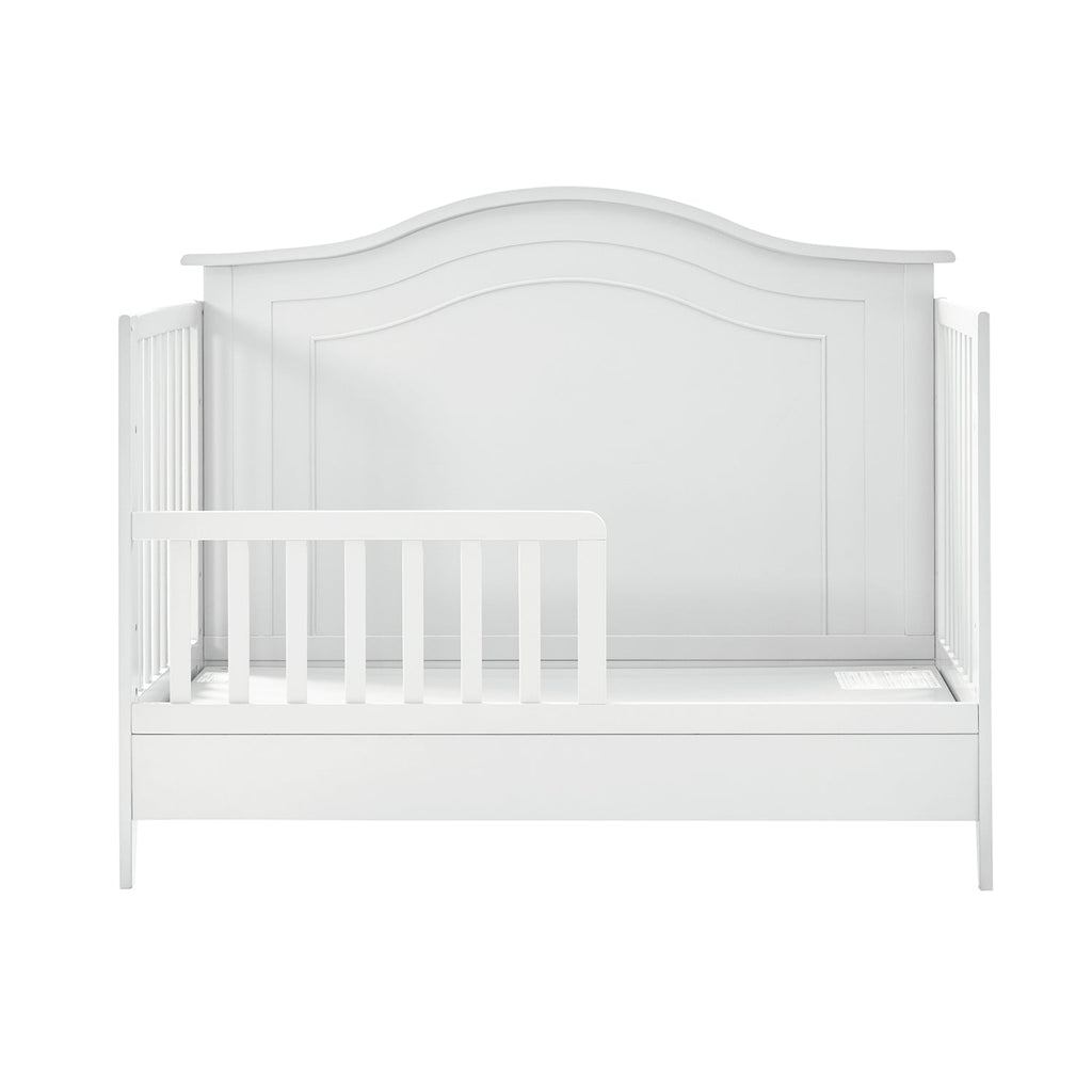 Lit de bébé convertible 5-en-1 avec berceau à bascule, lit de tout-petit, lit de repos et conversion en bureau | Blanc / Gris | Simple