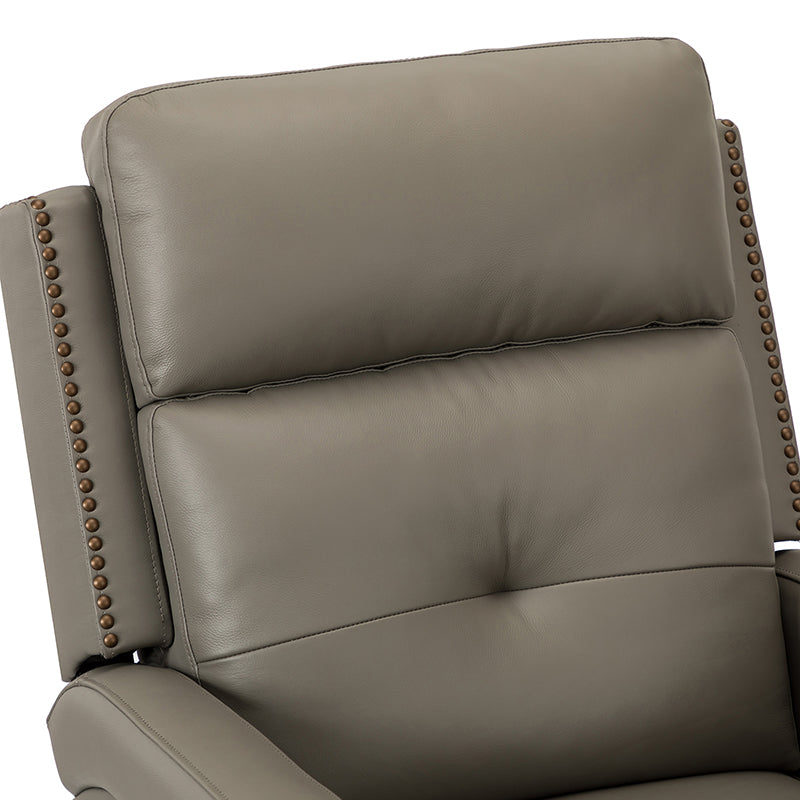 Fauteuil inclinable, pivotant et berçant en cuir véritable avec clous décoratifs et inclinaison manuelle | Gris-taupe / Brun / Bourgogne / Tourterelle / Noir / Camel / Bleu marine / Sauge / Turquoise / Beige | Une place
