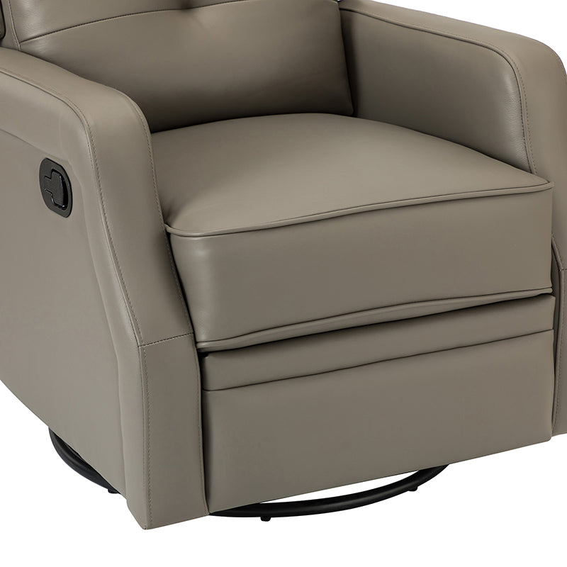 Fauteuil inclinable, pivotant et berçant en cuir véritable avec clous décoratifs et inclinaison manuelle | Gris-taupe / Brun / Bourgogne / Tourterelle / Noir / Camel / Bleu marine / Sauge / Turquoise / Beige | Une place