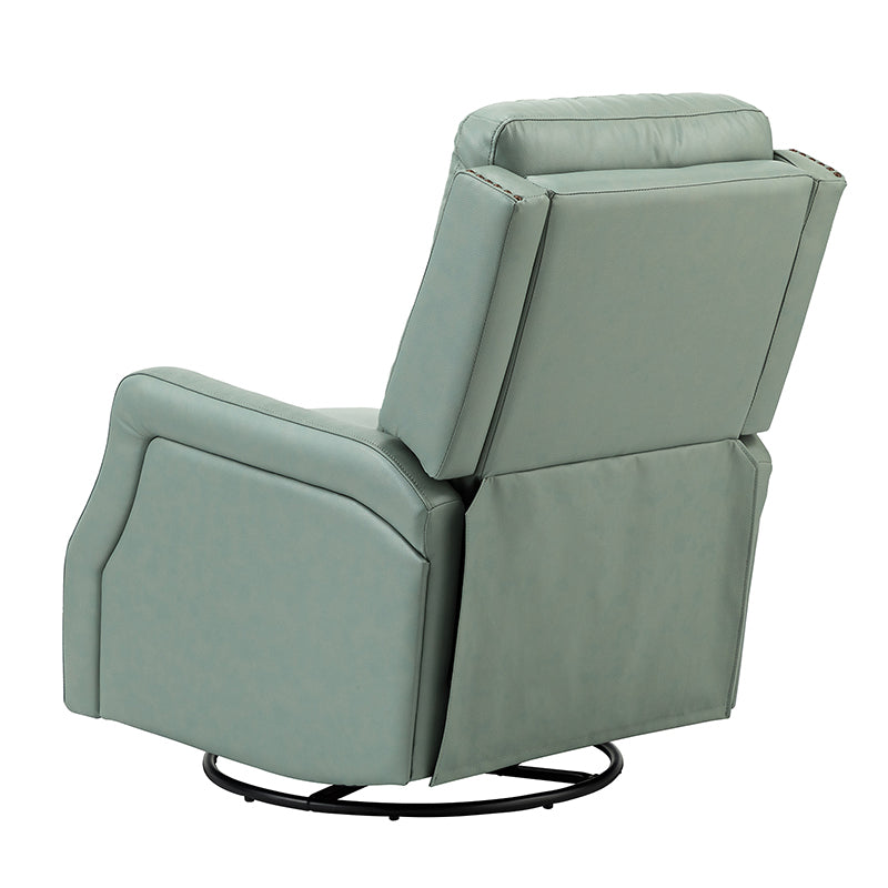 Fauteuil inclinable, pivotant et berçant en cuir véritable avec clous décoratifs et inclinaison manuelle | Gris-taupe / Brun / Bourgogne / Tourterelle / Noir / Camel / Bleu marine / Sauge / Turquoise / Beige | Une place