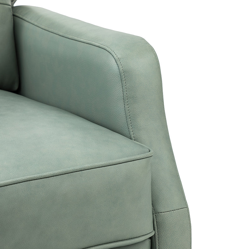 Fauteuil inclinable, pivotant et berçant en cuir véritable avec clous décoratifs et inclinaison manuelle | Gris-taupe / Brun / Bourgogne / Tourterelle / Noir / Camel / Bleu marine / Sauge / Turquoise / Beige | Une place