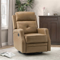 Fauteuil inclinable, pivotant et berçant en cuir véritable avec clous décoratifs et inclinaison manuelle | Gris-taupe / Brun / Bourgogne / Tourterelle / Noir / Camel / Bleu marine / Sauge / Turquoise / Beige | Une place