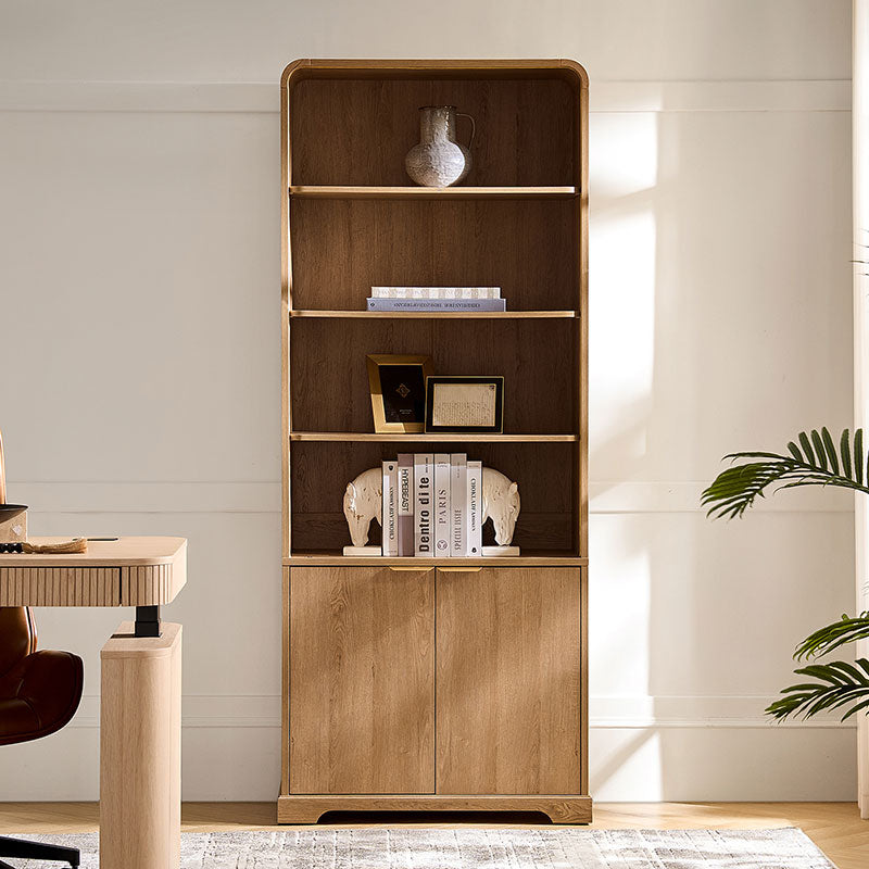 Bibliothèque moderne avec 3 étagères ouvertes et 2 portes d'armoire | Seadrift / Acorn | Simple