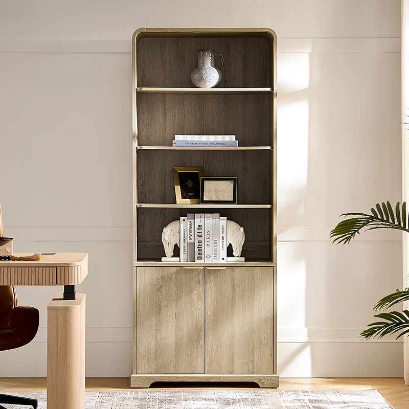 Bibliothèque moderne avec 3 étagères ouvertes et 2 portes d'armoire | Seadrift / Acorn | Simple