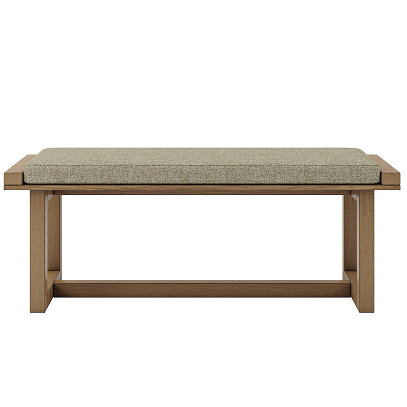 Banc de salle à manger en bois d'hévéa massif avec assise rembourrée et design épuré | Naturel | Individuel