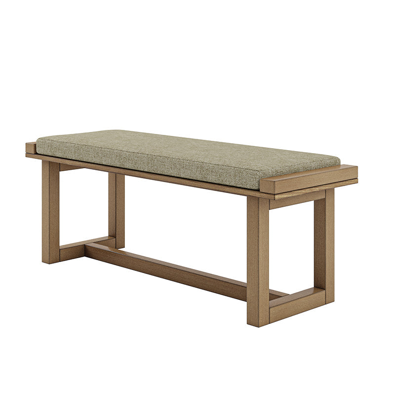 Banc de salle à manger en bois d'hévéa massif avec assise rembourrée et design épuré | Naturel | Individuel