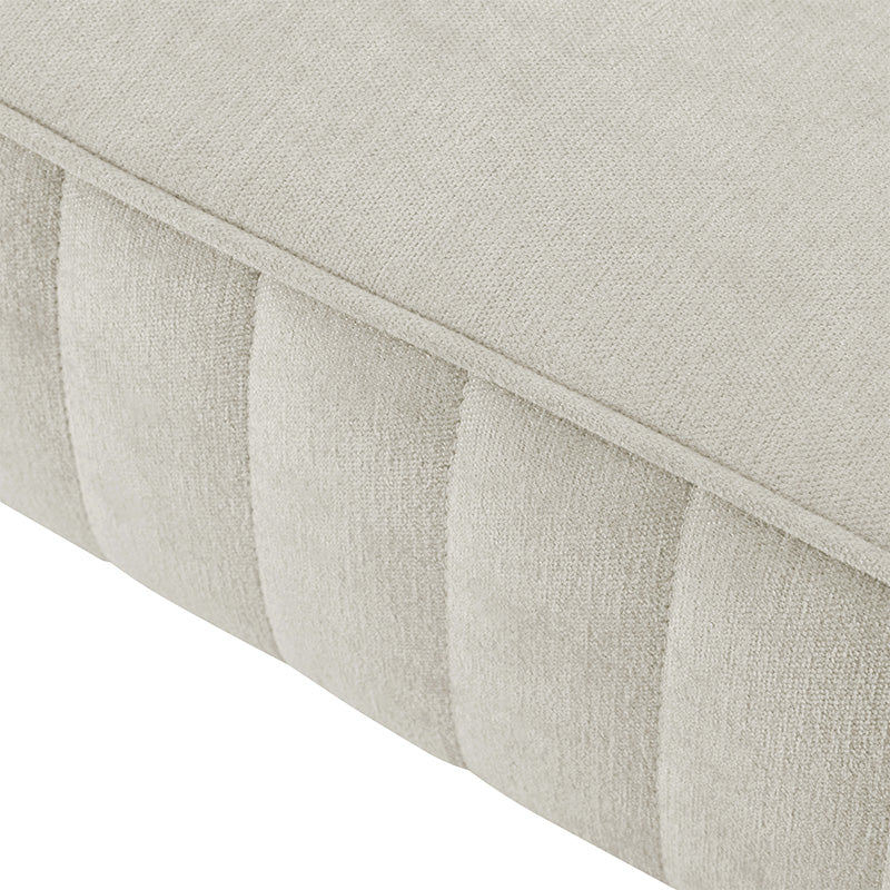 Banc de rangement capitonné en velours avec rembourrage en mousse et pieds en métal doré | Ivoire / Gris / Beige | Simple