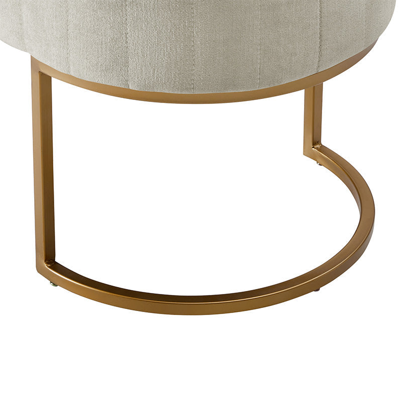 Banc de rangement capitonné en velours avec rembourrage en mousse et pieds en métal doré | Ivoire / Gris / Beige | Simple