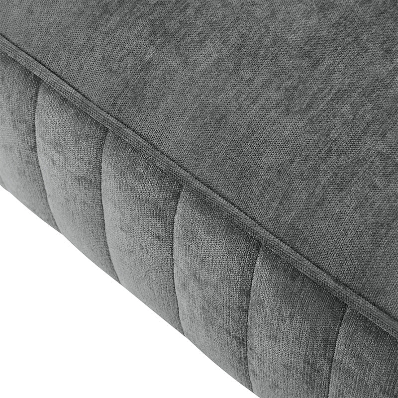 Banc de rangement capitonné en velours avec rembourrage en mousse et pieds en métal doré | Ivoire / Gris / Beige | Simple