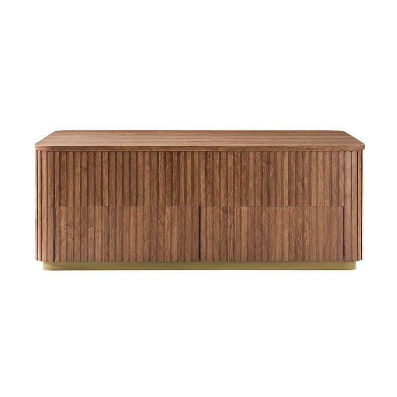 Table basse relevable avec compartiment caché, 2 tiroirs latéraux et design à lattes | Chêne / Naturel | Simple