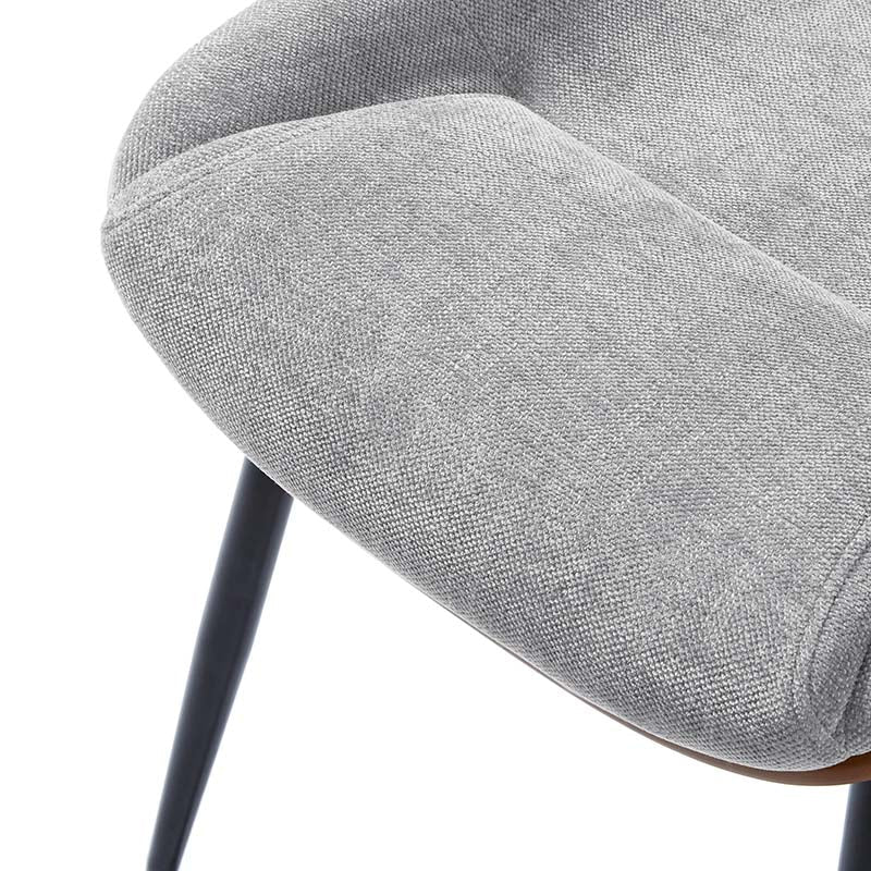 Chaise de salle à manger rembourrée avec dossier en bois massif, assise en mousse et pieds métalliques réglables | Mousse / Ivoire / Gris clair | Siège unique
