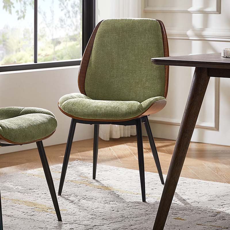 Chaise de salle à manger rembourrée avec dossier en bois massif, assise en mousse et pieds métalliques réglables | Mousse / Ivoire / Gris clair | Siège unique