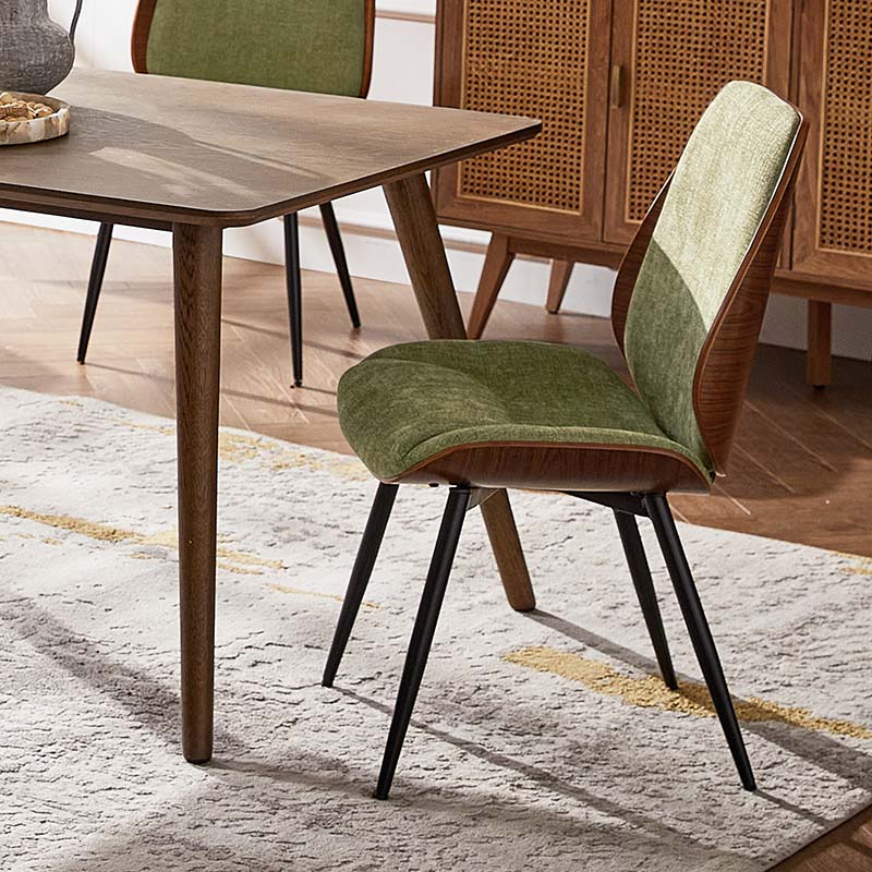 Chaise de salle à manger rembourrée avec dossier en bois massif, assise en mousse et pieds métalliques réglables | Mousse / Ivoire / Gris clair | Siège unique