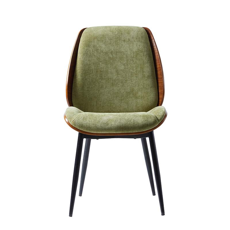 Chaise de salle à manger rembourrée avec dossier en bois massif, assise en mousse et pieds métalliques réglables | Mousse / Ivoire / Gris clair | Siège unique