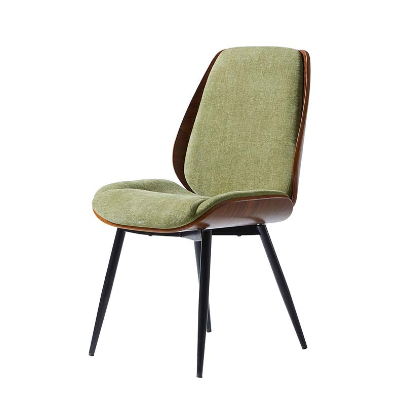 Chaise de salle à manger rembourrée avec dossier en bois massif, assise en mousse et pieds métalliques réglables | Mousse / Ivoire / Gris clair | Siège unique