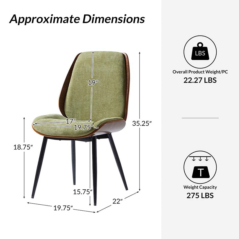 Chaise de salle à manger rembourrée avec dossier en bois massif, assise en mousse et pieds métalliques réglables | Mousse / Ivoire / Gris clair | Siège unique
