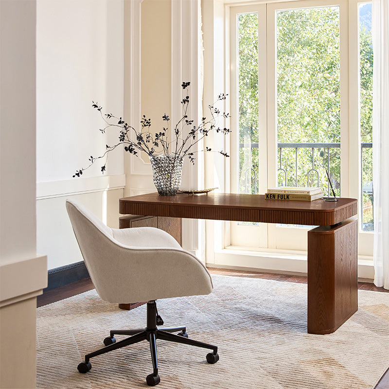 Bureau électrique réglable en hauteur avec 3 tiroirs, rangement latéral et gestion des câbles | Seadrift / Acorn / Naturel / Noyer / Chêne / Anthracite | Simple