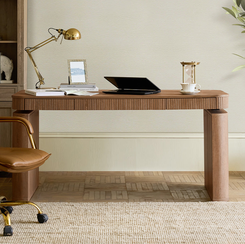 Bureau électrique réglable en hauteur avec 3 tiroirs, rangement latéral et gestion des câbles | Seadrift / Acorn / Naturel / Noyer / Chêne / Anthracite | Simple