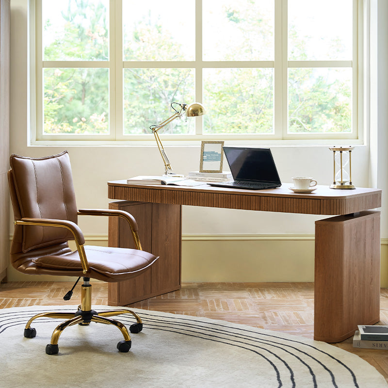 Bureau électrique réglable en hauteur avec 3 tiroirs, rangement latéral et gestion des câbles | Seadrift / Acorn / Naturel / Noyer / Chêne / Anthracite | Simple