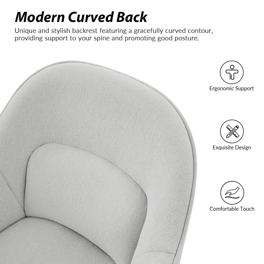 Chaise de bureau pivotante en polyester avec dossier incurvé, hauteur réglable, accoudoirs et base en métal noir | Beige / Moutarde / Gris | Siège unique