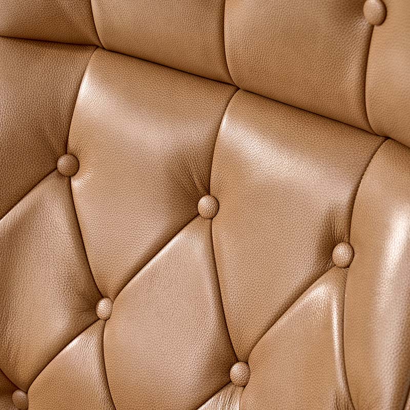 Chaise de bureau touffetée en bois courbé avec hauteur réglable et roulettes pivotantes | Camel / Noir | Cuir ou PU | Monoplace