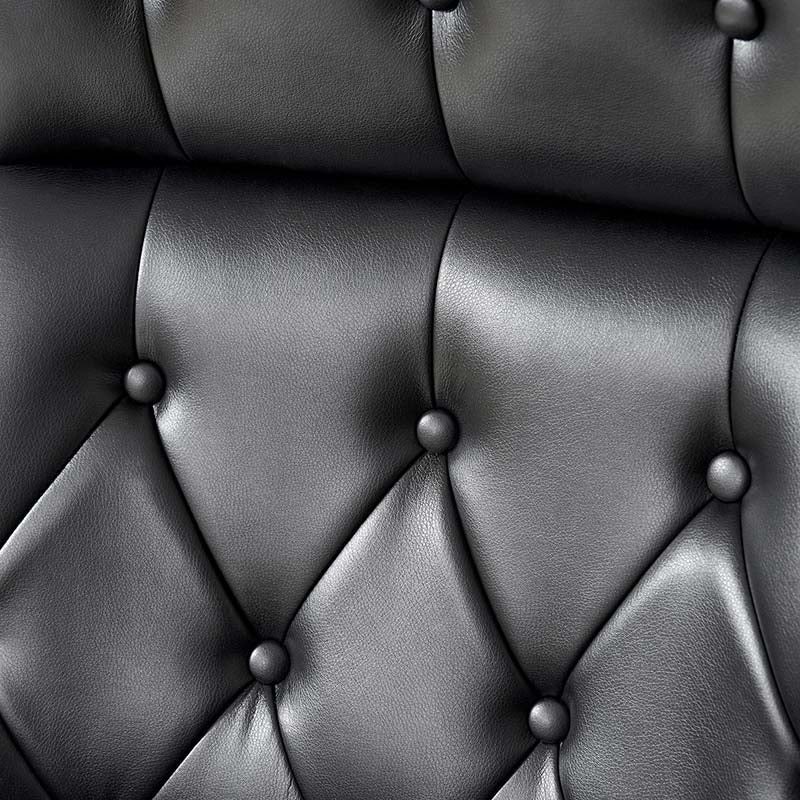 Chaise de bureau touffetée en bois courbé avec hauteur réglable et roulettes pivotantes | Camel / Noir | Cuir ou PU | Monoplace