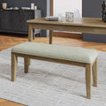 Banc capitonné en cuir véritable avec cadre en bois massif et pieds en hévéa noyer | Noir / Gris | Simple