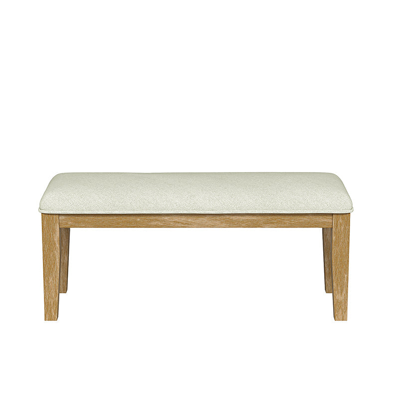 Banc capitonné en cuir véritable avec cadre en bois massif et pieds en hévéa noyer | Noir / Gris | Simple
