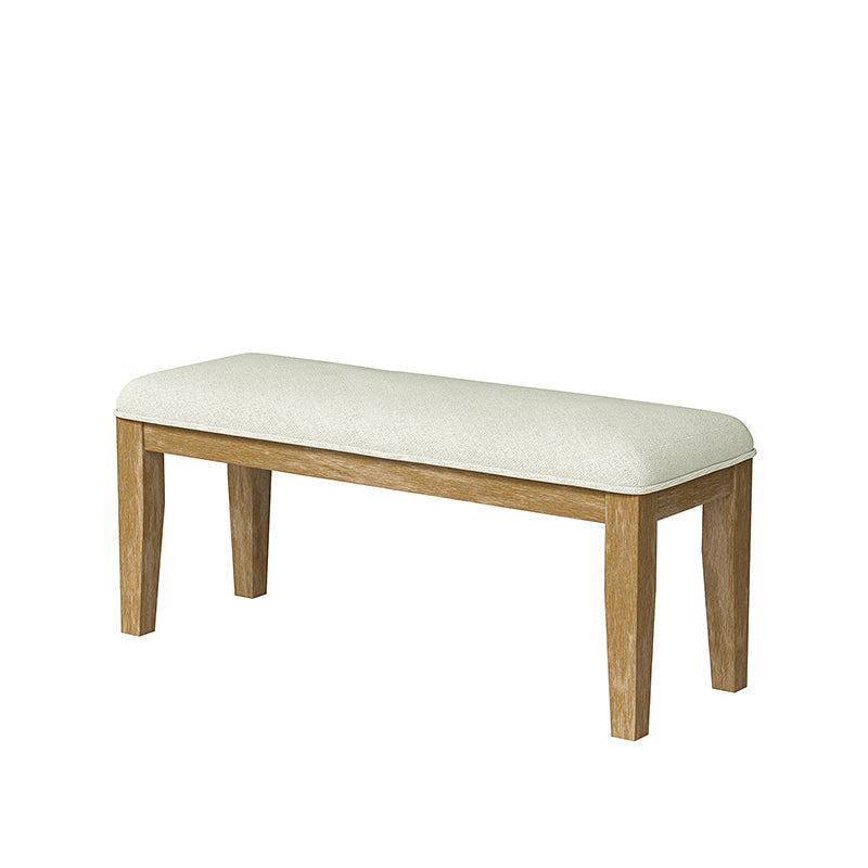 Banc capitonné en cuir véritable avec cadre en bois massif et pieds en hévéa noyer | Noir / Gris | Simple