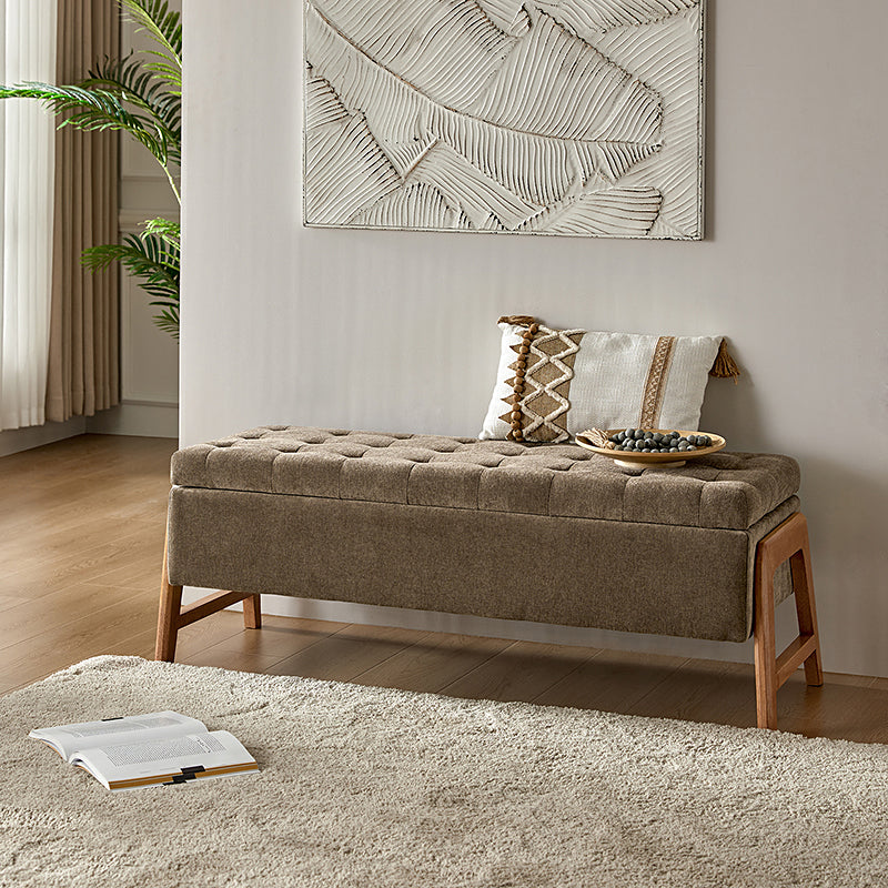 Banc de rangement rembourré Mid-Century avec accoudoirs | Fauve / Marron / Ivoire / Turquoise | Simple