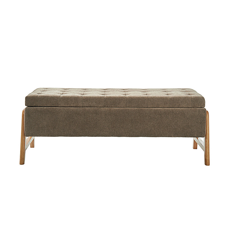 Banc de rangement rembourré Mid-Century avec accoudoirs | Fauve / Marron / Ivoire / Turquoise | Simple