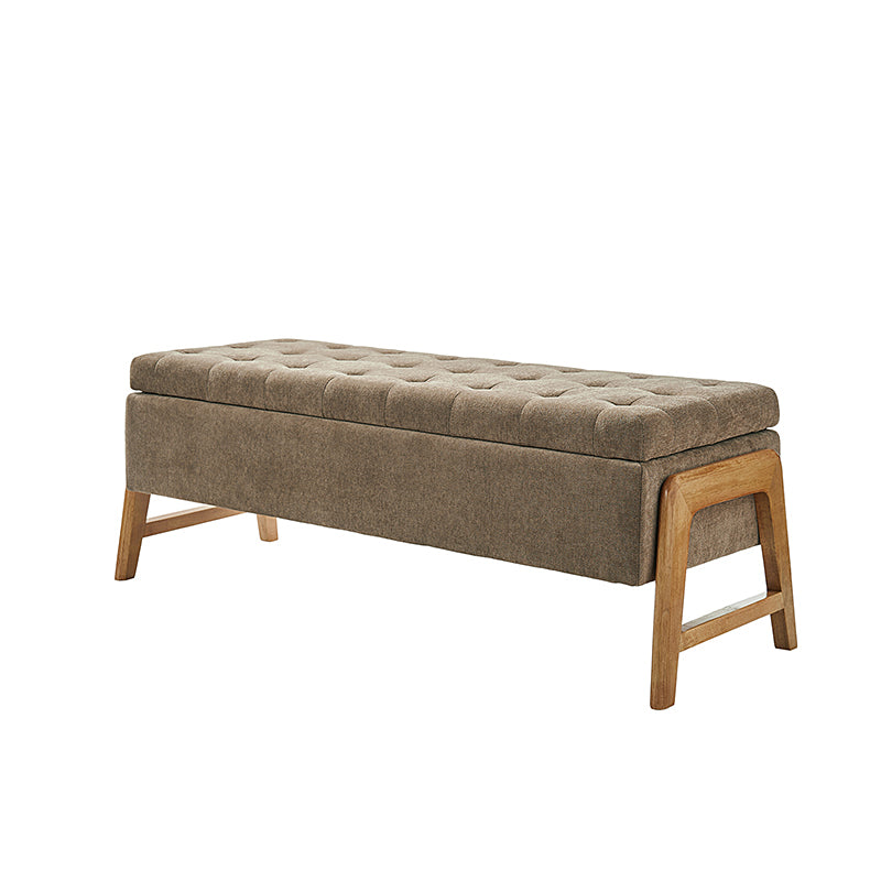 Banc de rangement rembourré Mid-Century avec accoudoirs | Fauve / Marron / Ivoire / Turquoise | Simple