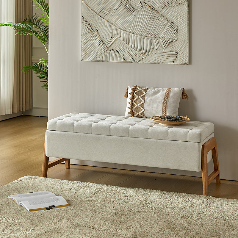 Banc de rangement rembourré Mid-Century avec accoudoirs | Fauve / Marron / Ivoire / Turquoise | Simple