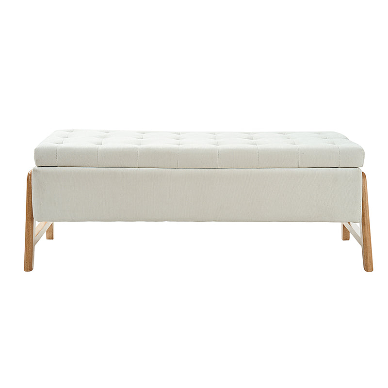 Banc de rangement rembourré Mid-Century avec accoudoirs | Fauve / Marron / Ivoire / Turquoise | Simple