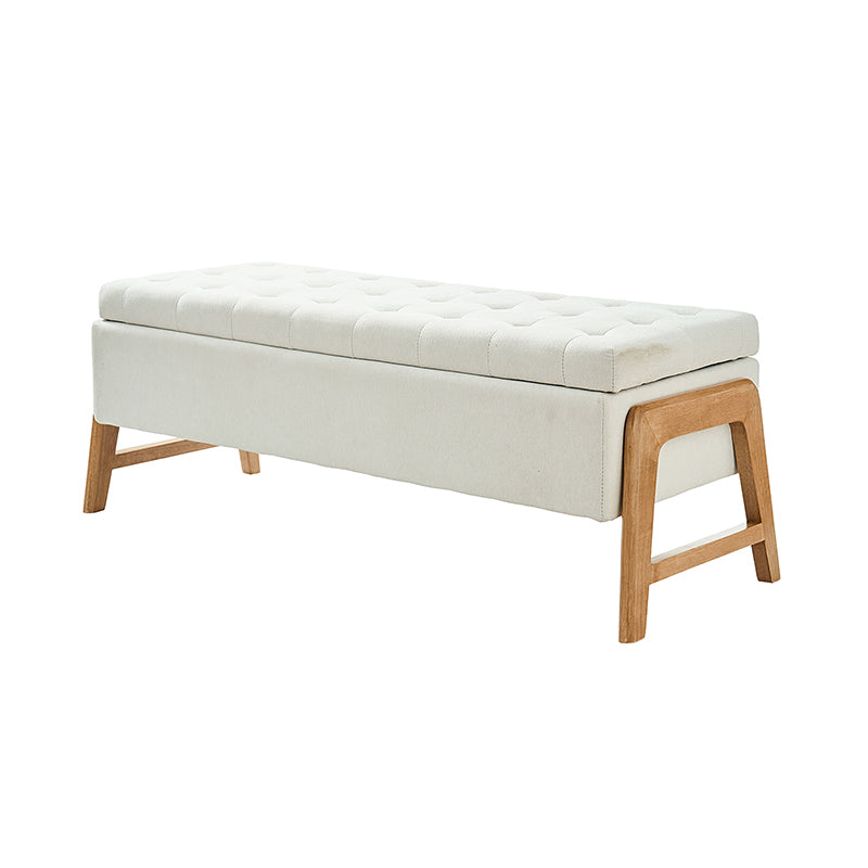 Banc de rangement rembourré Mid-Century avec accoudoirs | Fauve / Marron / Ivoire / Turquoise | Simple