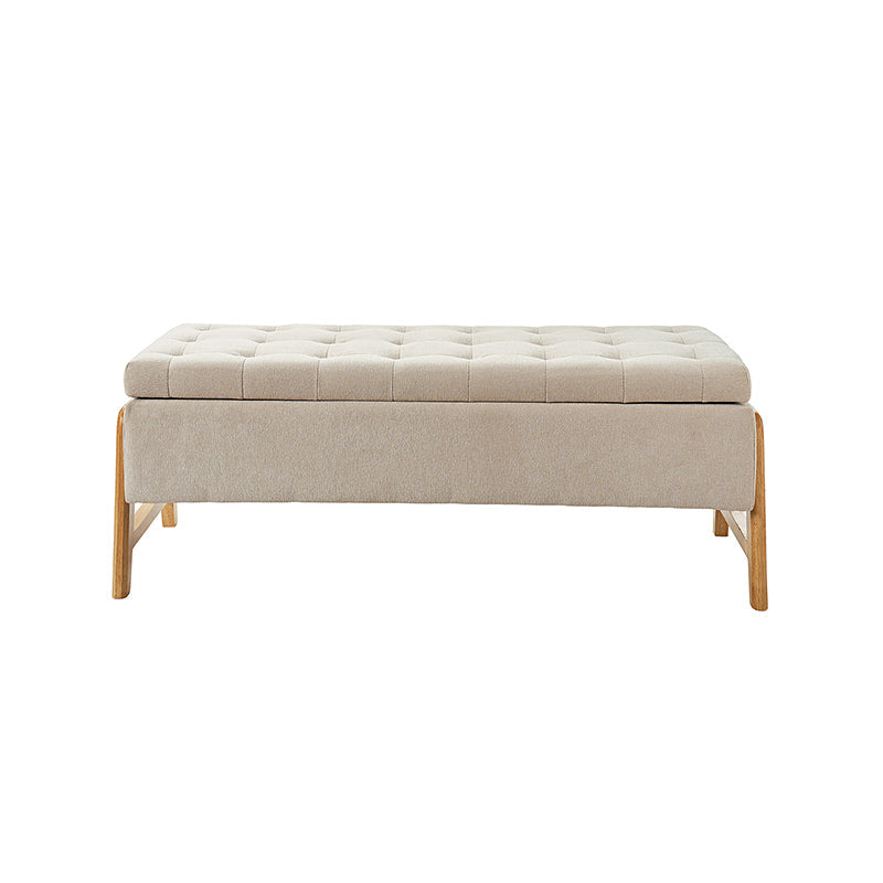 Banc de rangement rembourré Mid-Century avec accoudoirs | Fauve / Marron / Ivoire / Turquoise | Simple