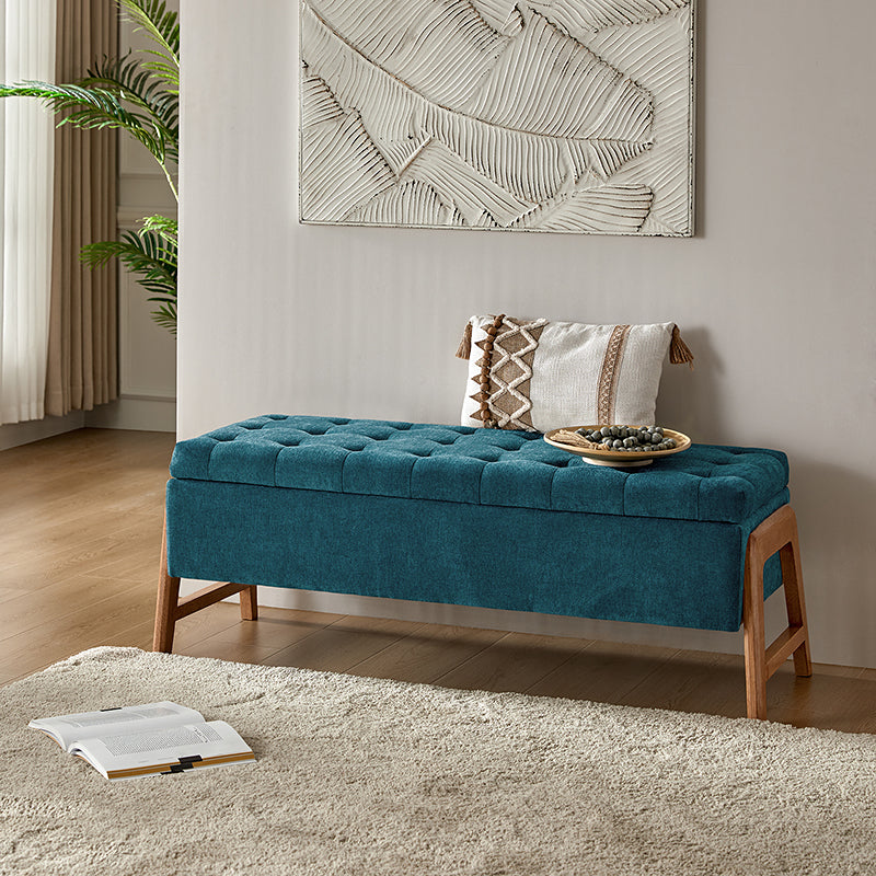 Banc de rangement rembourré Mid-Century avec accoudoirs | Fauve / Marron / Ivoire / Turquoise | Simple