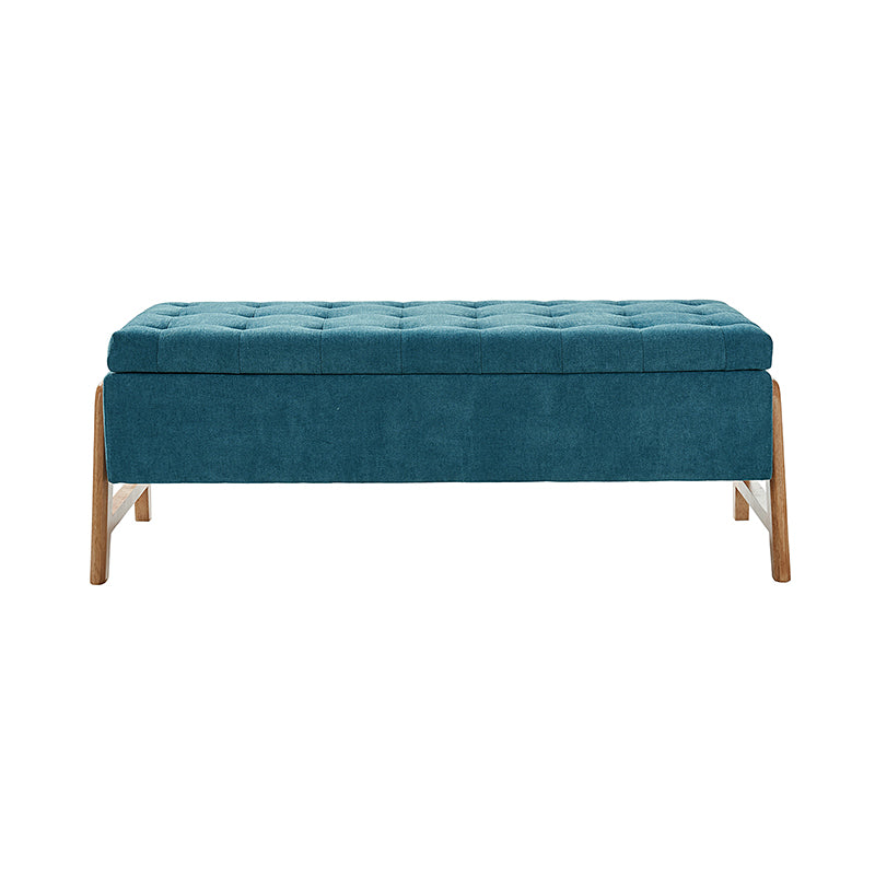 Banc de rangement rembourré Mid-Century avec accoudoirs | Fauve / Marron / Ivoire / Turquoise | Simple