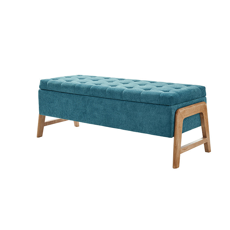 Banc de rangement rembourré Mid-Century avec accoudoirs | Fauve / Marron / Ivoire / Turquoise | Simple