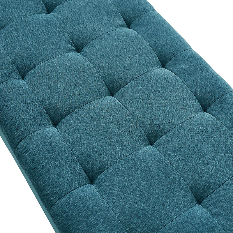 Banc de rangement rembourré Mid-Century avec accoudoirs | Fauve / Marron / Ivoire / Turquoise | Simple
