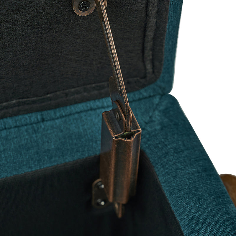 Banc de rangement rembourré Mid-Century avec accoudoirs | Fauve / Marron / Ivoire / Turquoise | Simple