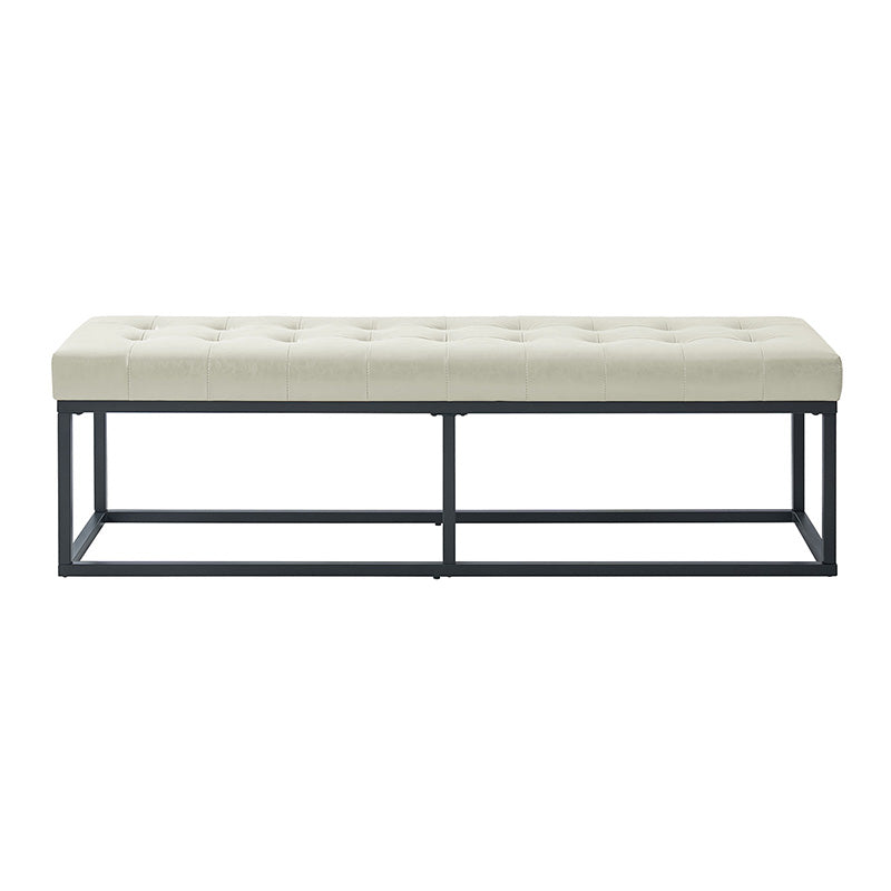 Banc capitonné en cuir végétalien avec pieds en métal | Noir / Beige / Marron / Camel | Simple