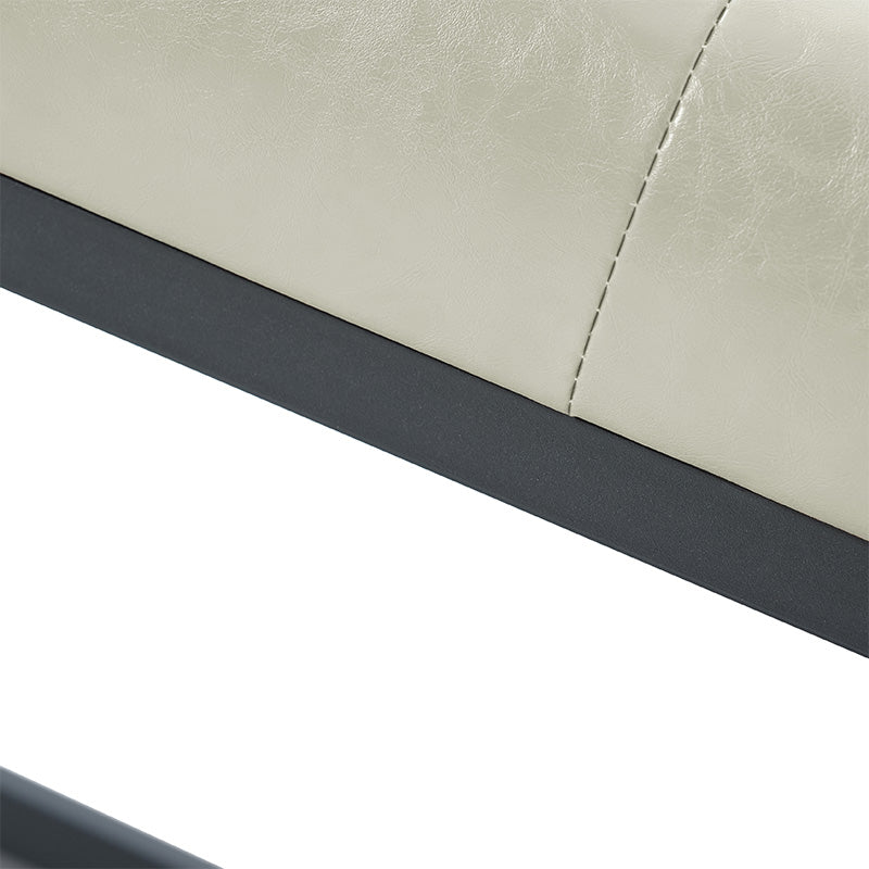Banc capitonné en cuir végétalien avec pieds en métal | Noir / Beige / Marron / Camel | Simple
