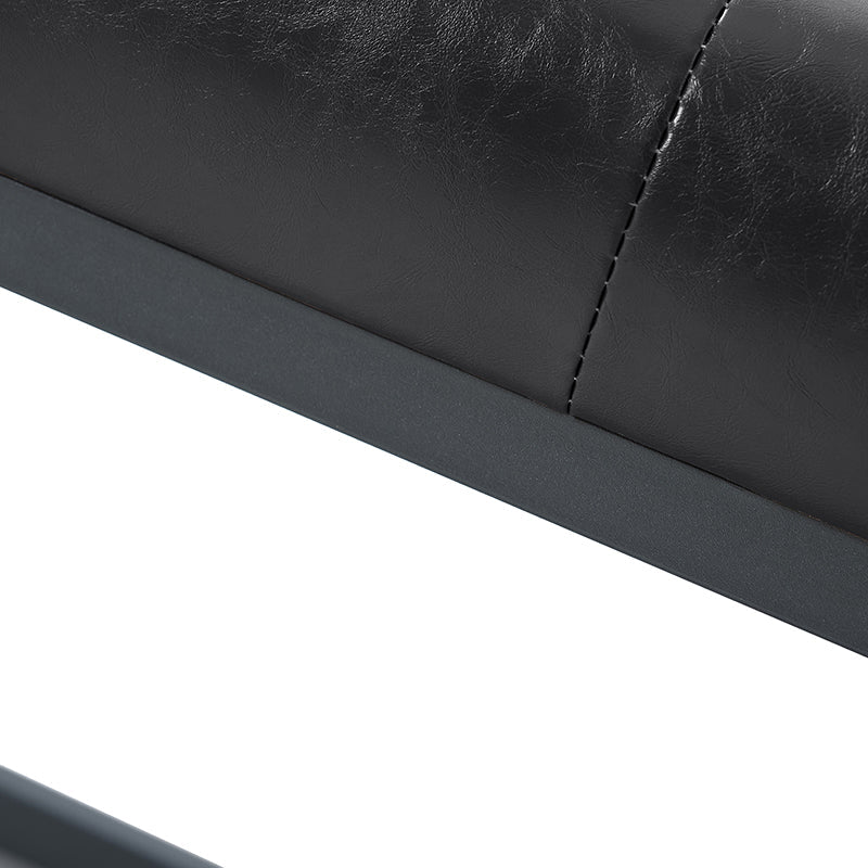 Banc capitonné en cuir végétalien avec pieds en métal | Noir / Beige / Marron / Camel | Simple
